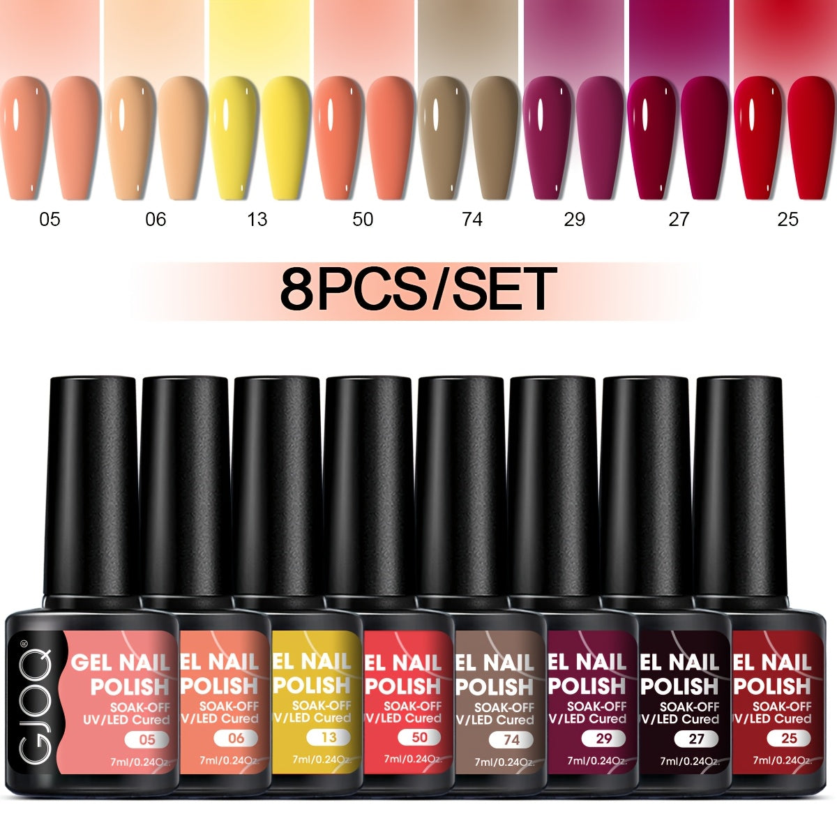 8-Piece Gel Nail Polish Set Long-Lasting UV LED Hypoallergenic Neutral Glitter