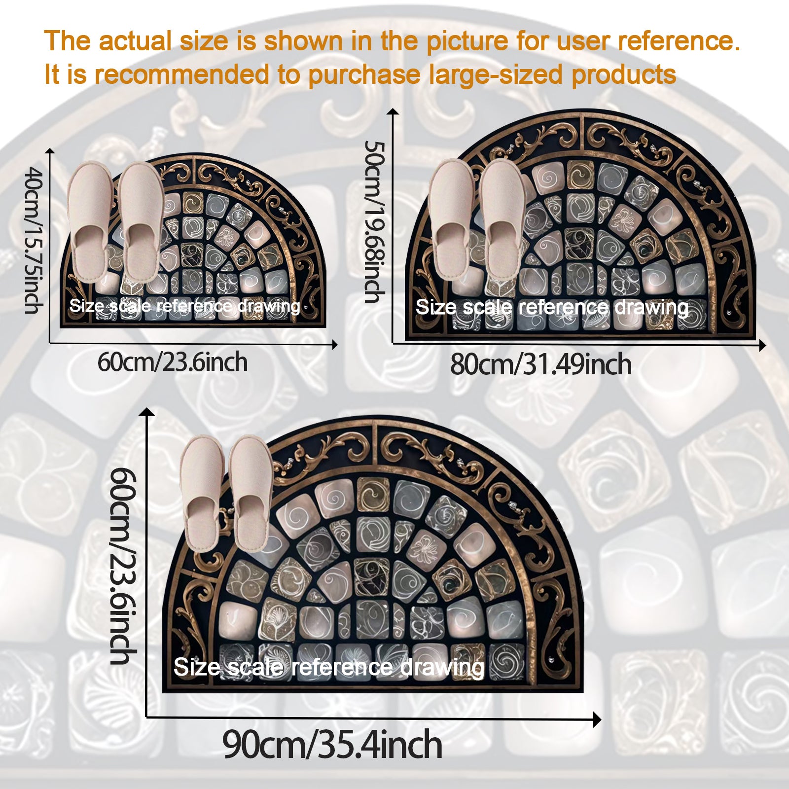 Vintage Crystal Stone Print Door Mat Non-Slip Washable Polyester Rug for Porch and Living Room