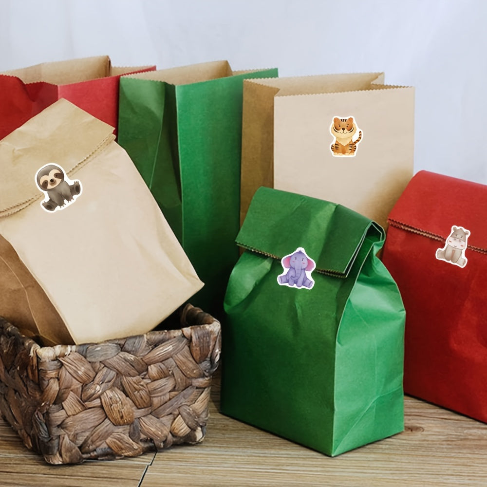 Whimsical Animal Stickers Roll 500 Sheets Glossy Irregular Shapes for Party Decor Gift Wrapping