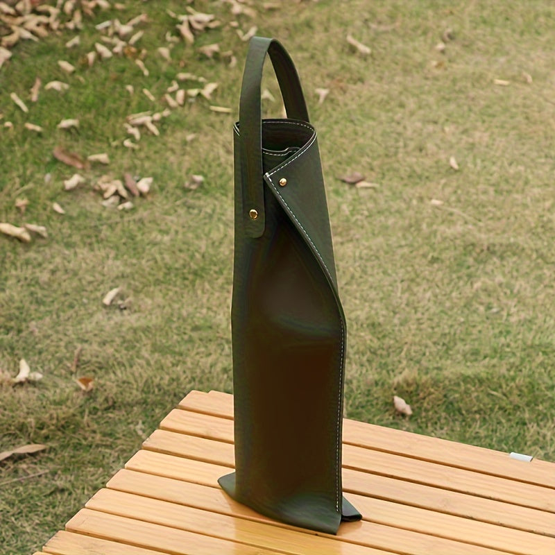 Leather Wine Carrier for Single Bottle with Snap Closure Portable and Stylish Gift