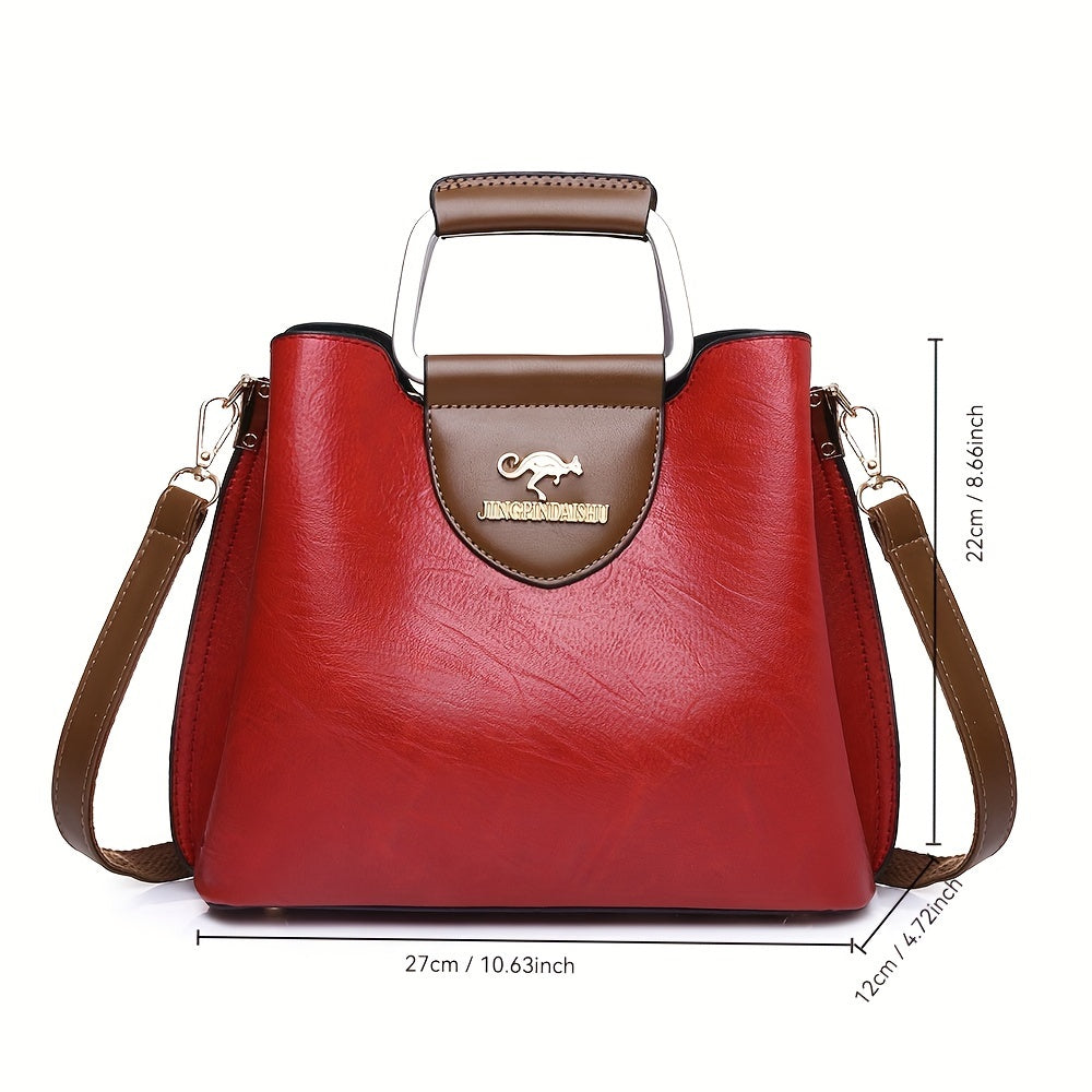 Chic vintage uslubidagi ayollar uchun yelka sumkasi, sozlanadigan kamar, mustahkam PU charm, polyester astar, zip yopilishi. Qisqa sayohatlar va sovg'a berish uchun mukammal, faqat quruq tozalash.