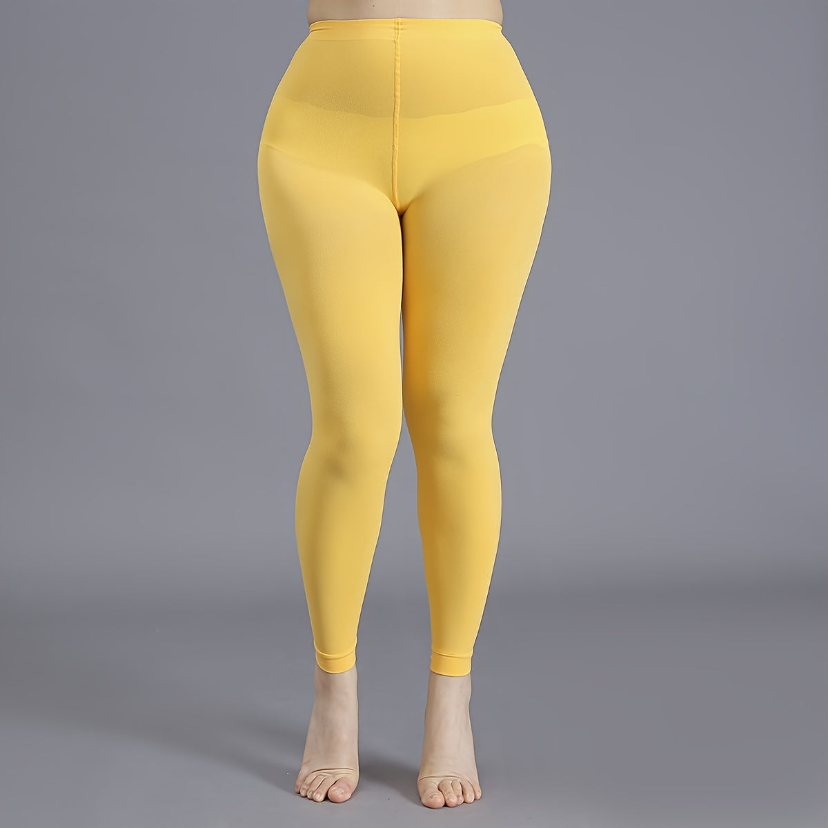 Women's Black High-Waist Opaque Tights Plus Size Footless Pantyhose Nylon Spandex