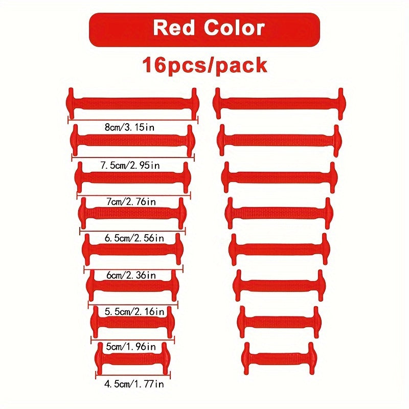 16 Pack Elastic Silicone Shoelaces for Sports and Casual Shoes