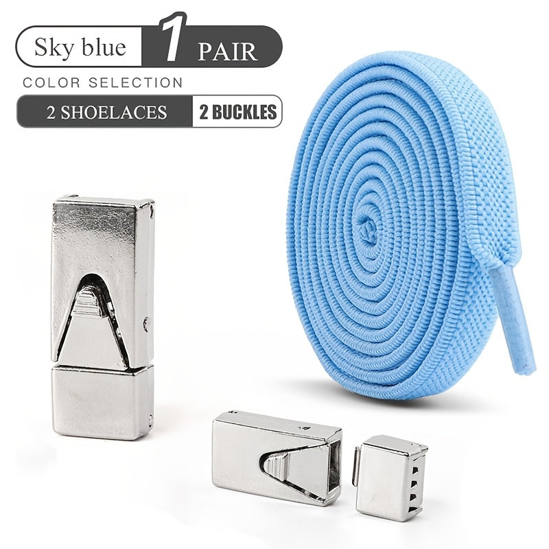Unisex Elastic Shoelaces Set with Buckles for Sneakers and Canvas Shoes