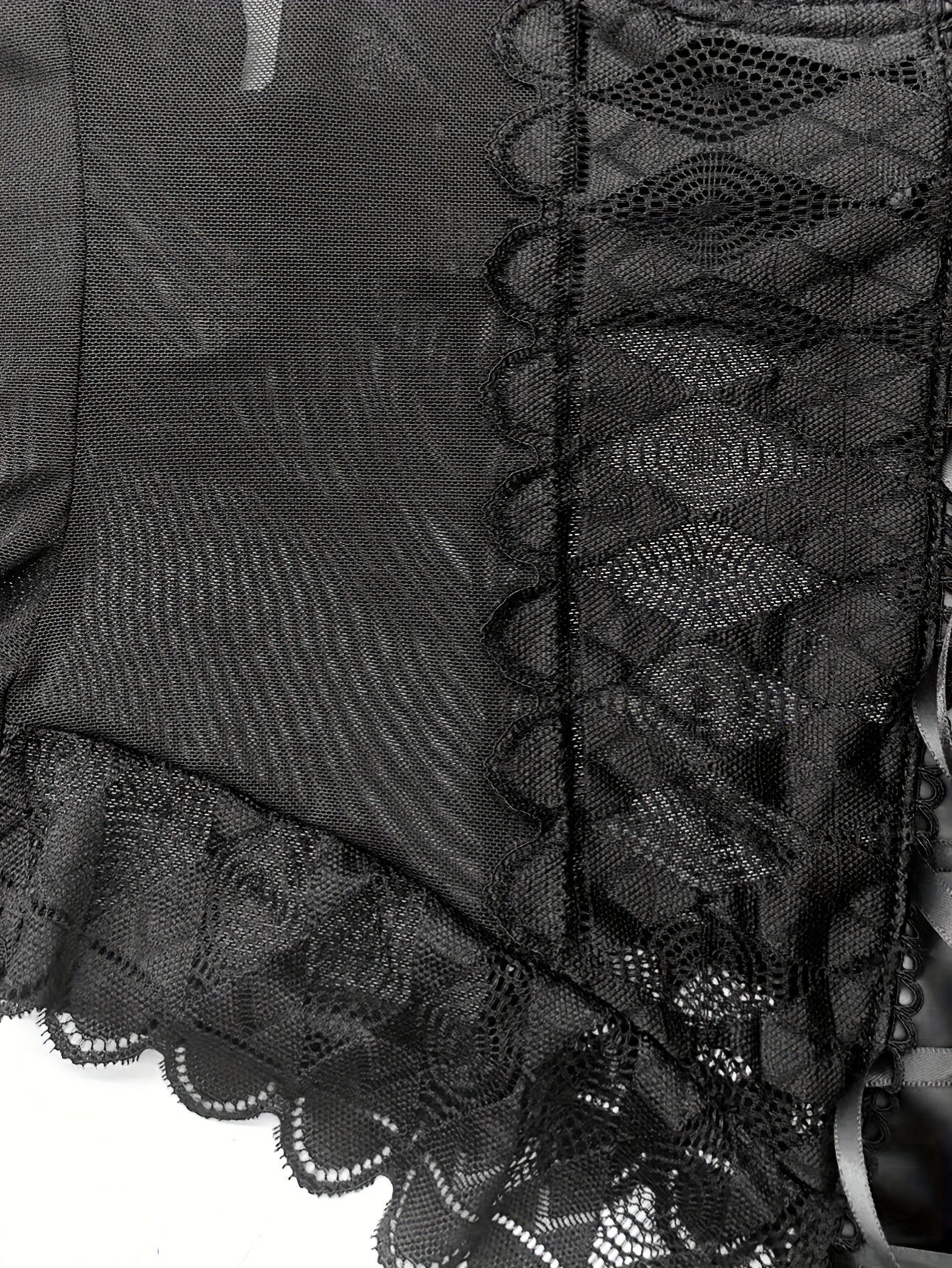 Women's Plus Size Black Lace Corset Bodysuit for Romantic Date