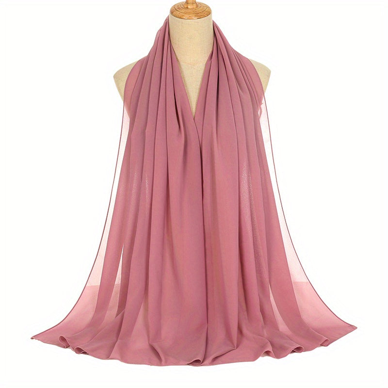 Black and White Chiffon Hijab Lightweight Breathable Headscarf for Women