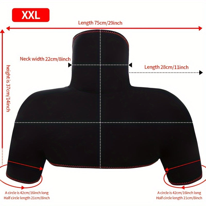 Envoltorio de cuello y hombros con calefacción USB para unisex, negro con ribete rojo, ajustable en temperatura