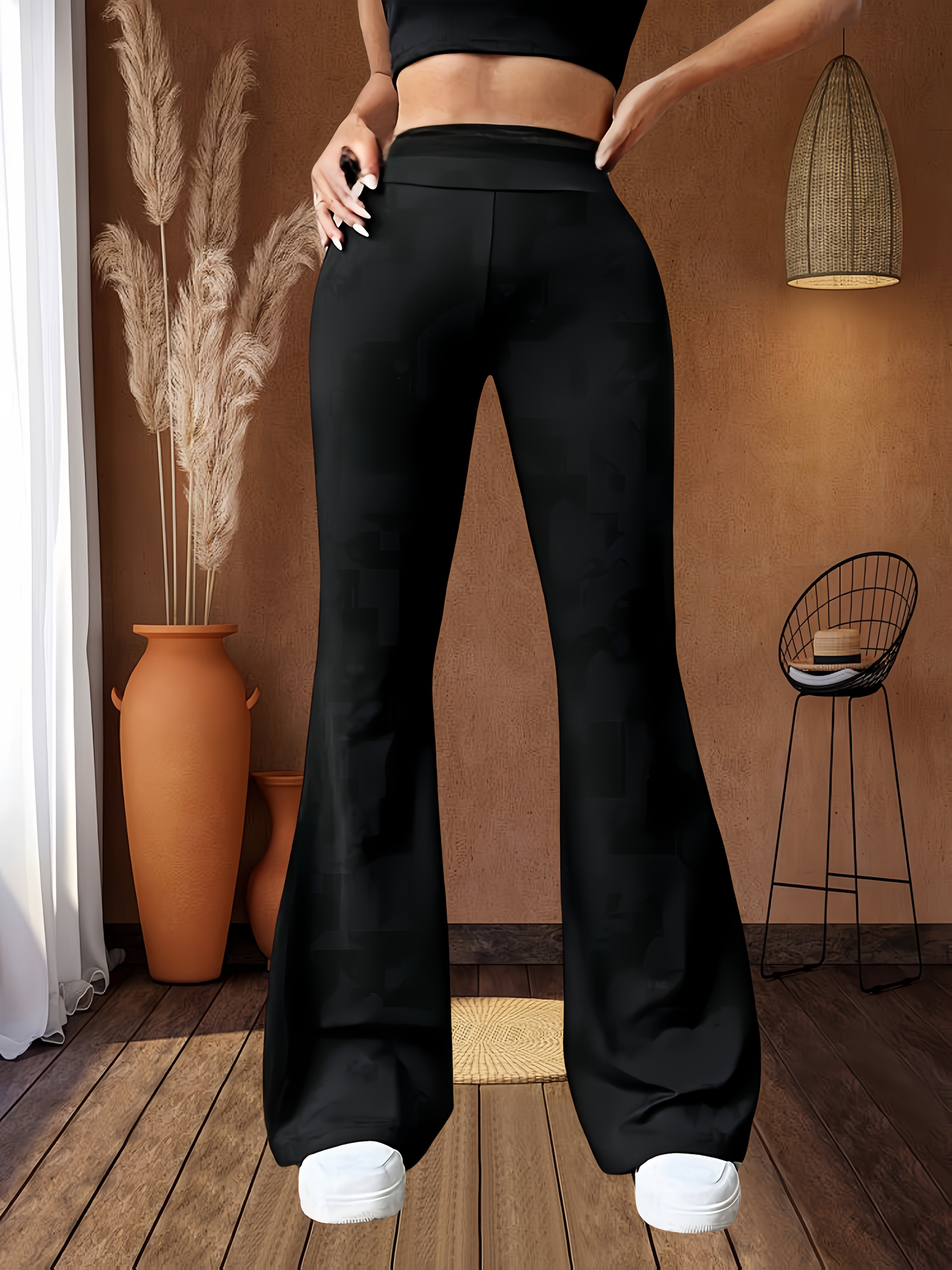 Women's High-Waisted Flared Leggings with Tummy Control and Butt-Lifting for Workout and Training