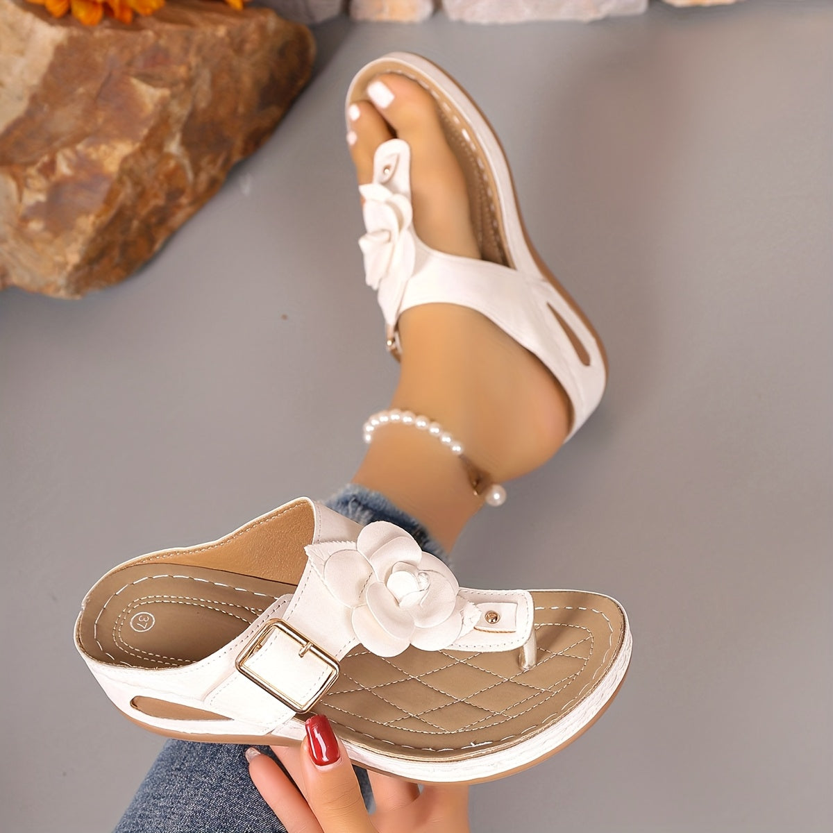 Women's Floral Flip-Flops Summer Slip-On Comfort Soft Sole