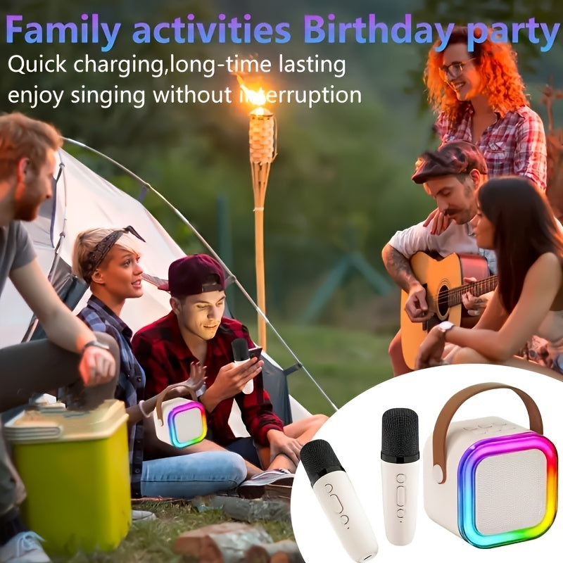Portable Karaoke Machine with 2 Microphones RGB Lights for Family and Birthday Parties