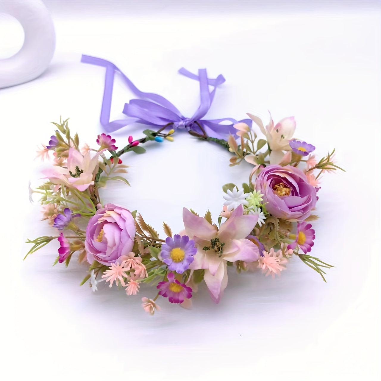 Floral Garland Crown Hair Wreath Headband for Wedding and Party