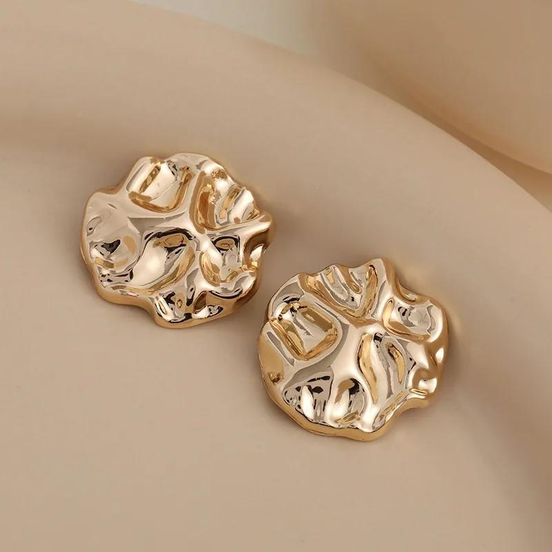 Set of 5 Golden Zinc Alloy Irregular Shape Shank Buttons for Women's Sweaters and Coats