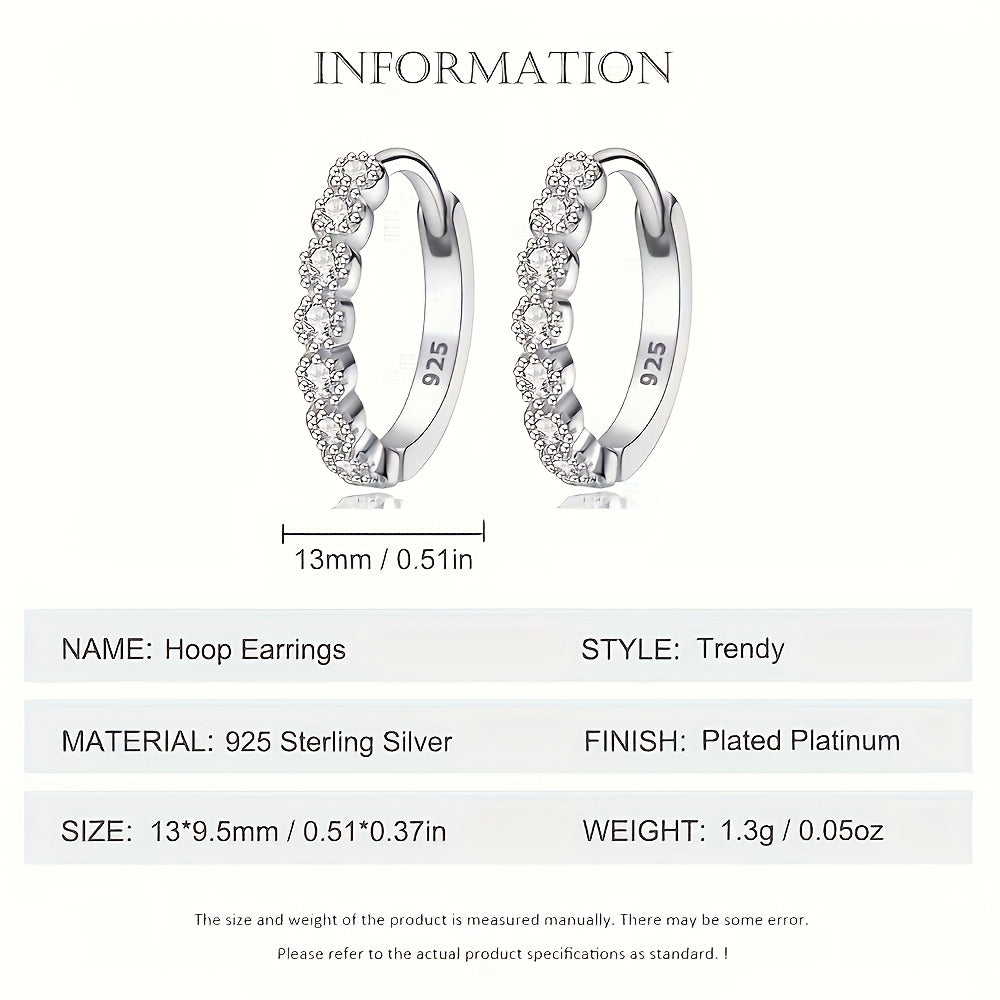 925 Silver Round Earrings with Zirconia for Women Elegant Wedding Party Jewelry