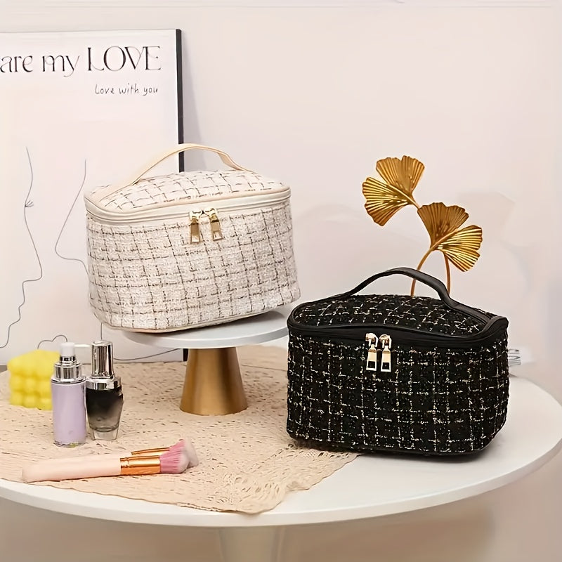 Плетеная косметичка с молнией, легкий органайзер для туалетных принадлежностей для женщин