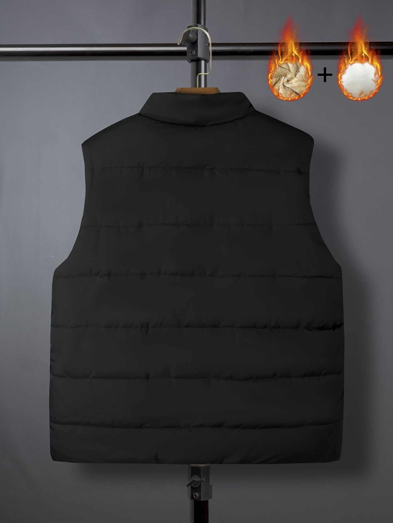 Men's Plus Size Outdoor Vest Fall Winter Solid Color Casual Sleeveless Jacket