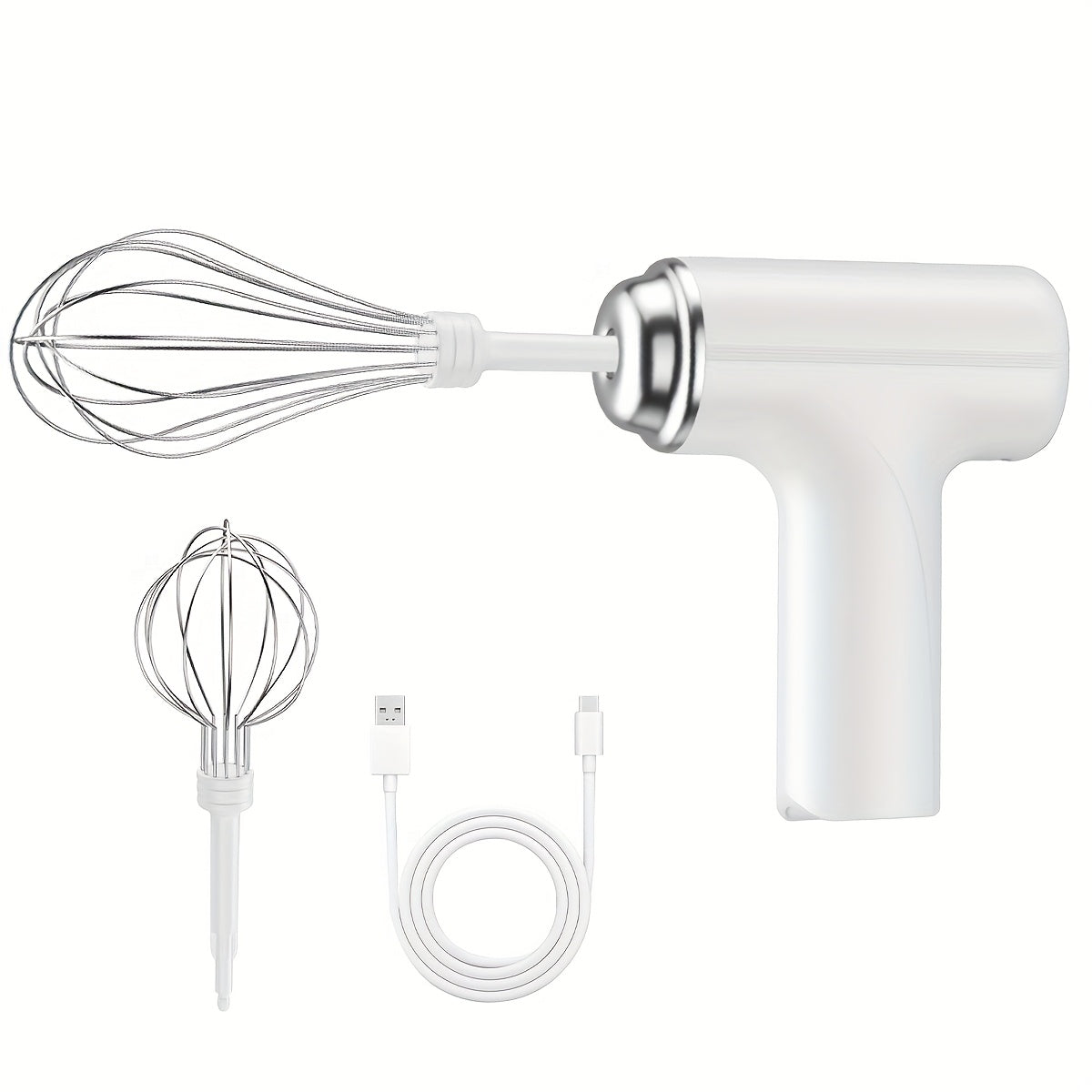 Беспроводной электрический ручной взбиватель для яиц - перезаряжаемый через USB, легкий кухонный миксер с 3 скоростями