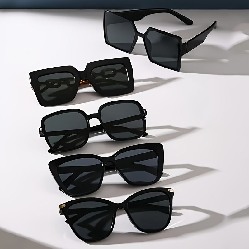 Juego de 5 gafas de ojo de gato estilo Y2K para mujer, de policarbonato negro, gafas decorativas