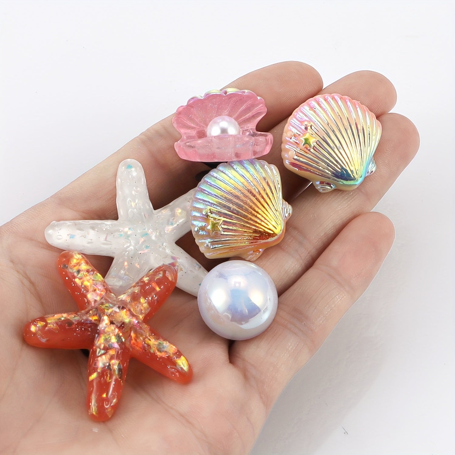 Girls Resin Shoe Charms 12 Pcs Butterfly Starfish Seashells Pearl Accessories