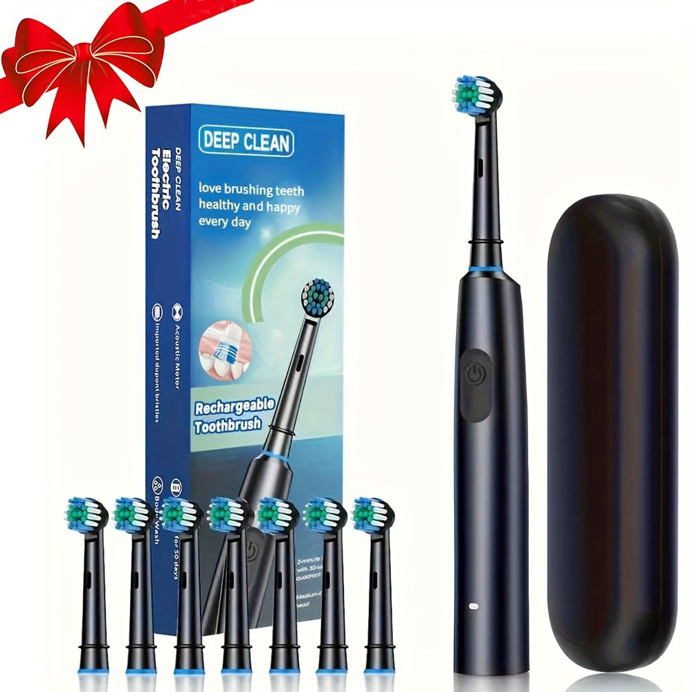 Electric Toothbrush with 8 Brush Heads, 5 Modes, Travel Case, Rechargeable Battery