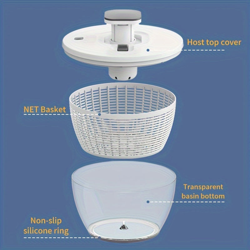 6L Manual Salad Spinner Vegetable Dryer Kitchen Tool for Lettuce Fruits