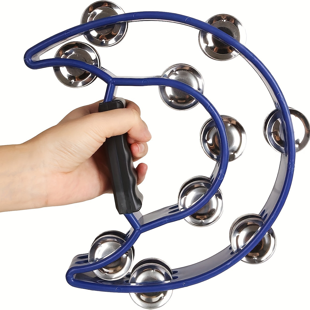 Eavnbaek Ikki Qatorli Qo'l Beli Tamburina - Qulay tutqich va mustahkam ABS korpusi bilan rang-barang metall jingil drum. Har qanday yoshdagi odamlar, partiyalar, guruhlar, KTV va baraban aksessuarlari uchun ideal.