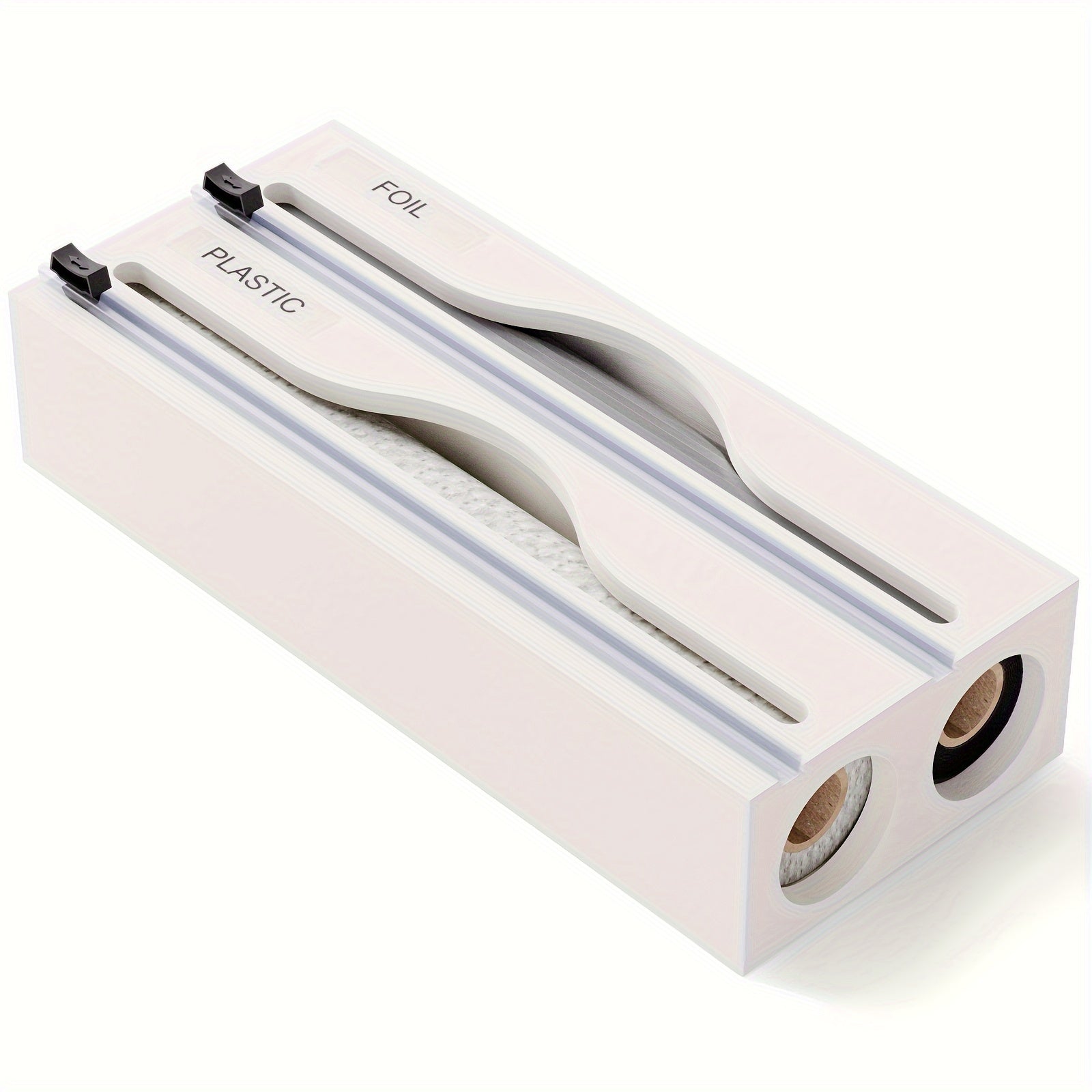 Bamboo Wrap Dispenser with Cutter for Kitchen Drawer Wall Organizer Plastic and Aluminum Foil Storage