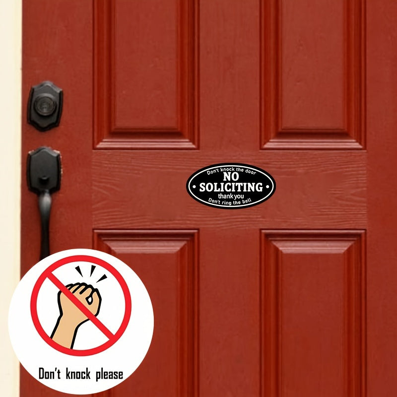 No Soliciting Window Sticker Set 4 Vinyl Decals UV Waterproof Indoor Outdoor