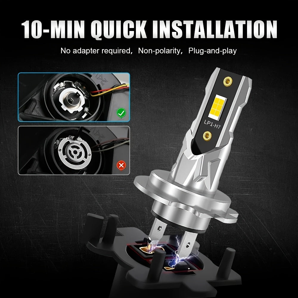 Car LED H7 Headlights Plug-and-Play High Brightness Concentrated Light