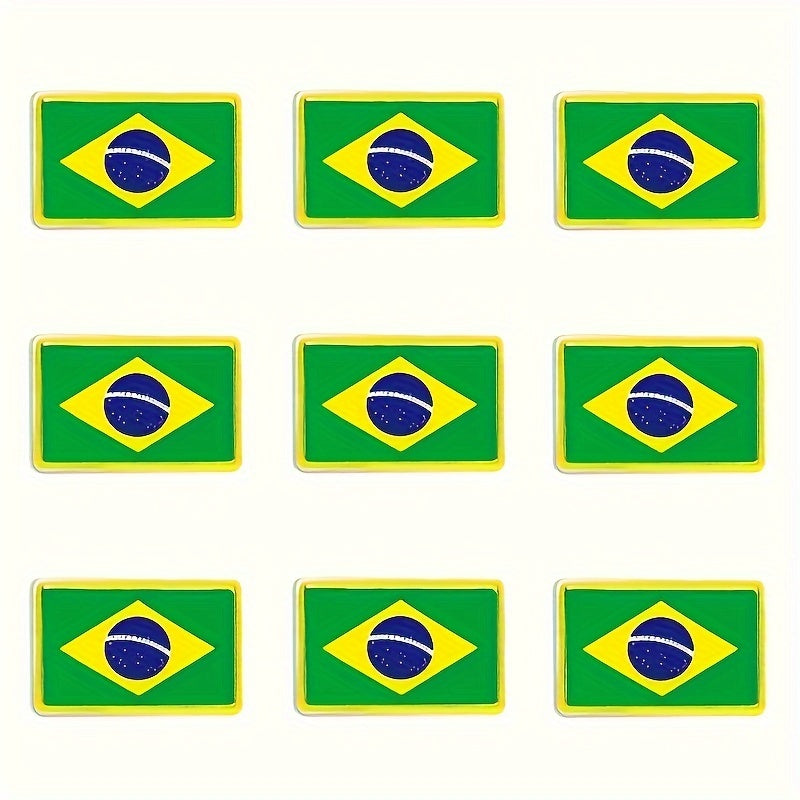 Vintage Style Brazilian Flag Enamel Pins 20-Pack Square Alloy Brooches Fashion Accessories for Women