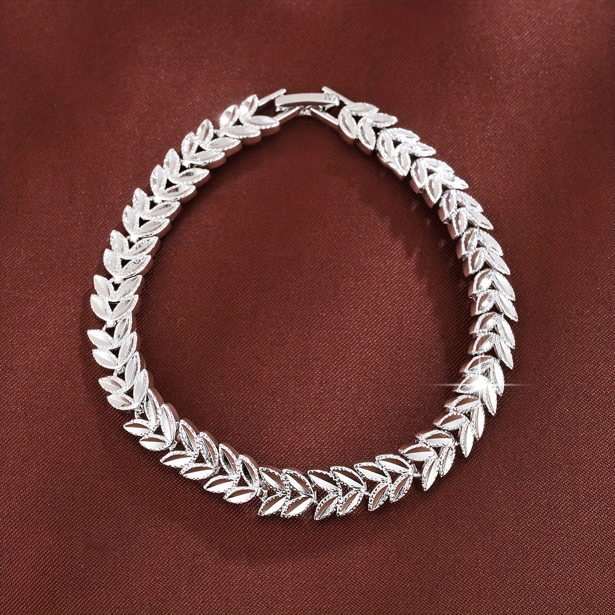 Women’s Copper Wheat Ear Bracelet with Cubic Zirconia for Everyday or Formal Wear