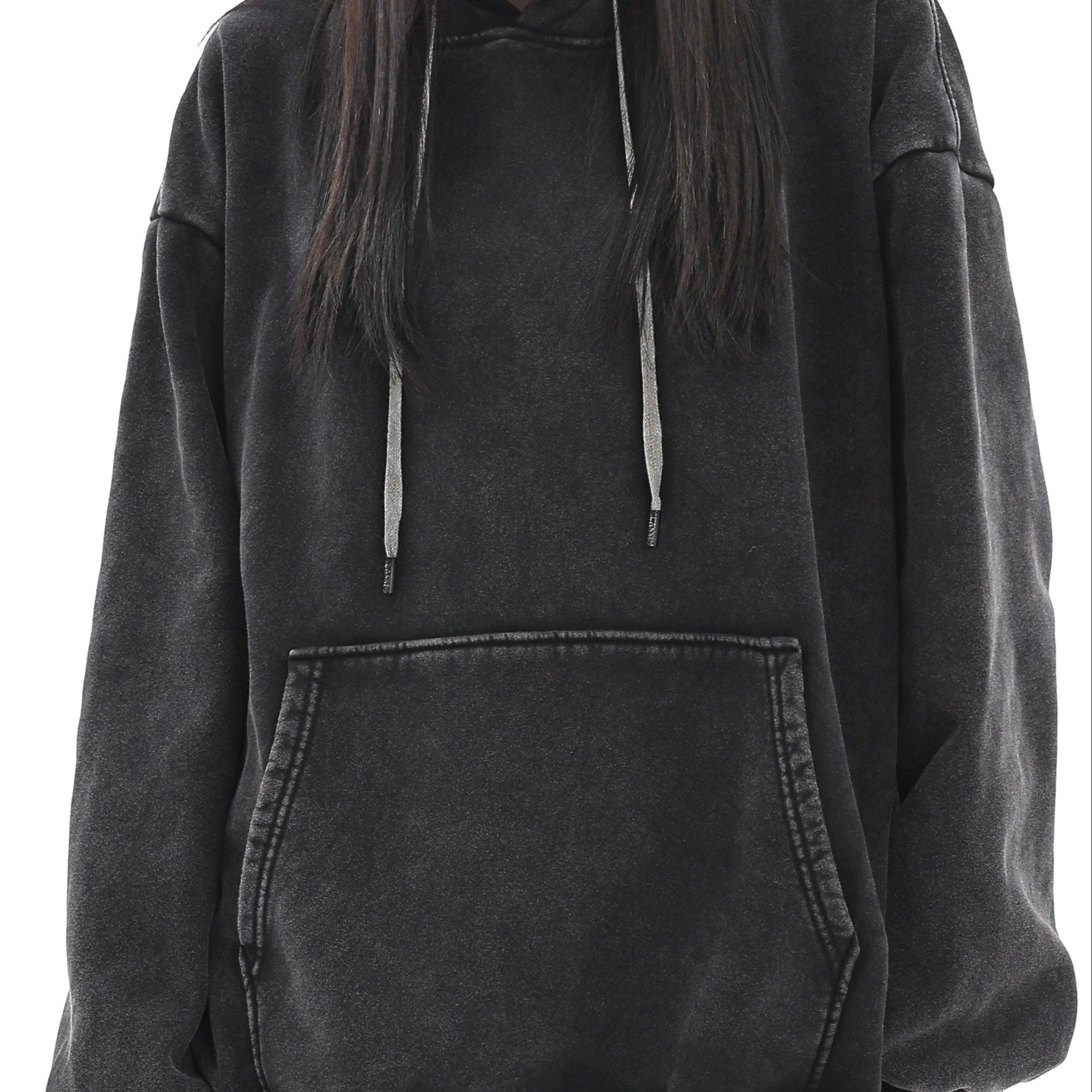 Толстовка с капюшоном и шнурком для полных, повседневная, с длинными рукавами, свитшот для осени и зимы