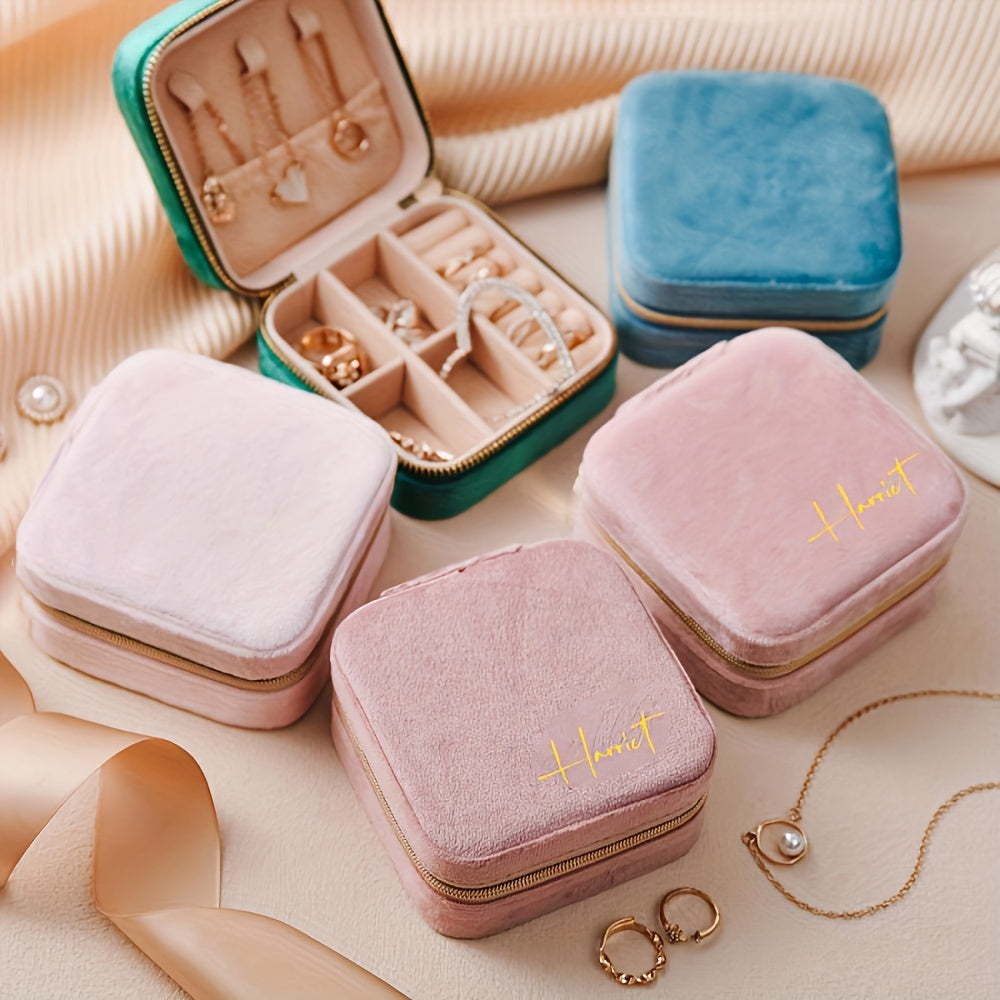 Индивидуальный тканевый дорожный ювелирный ящик с гравировкой на заказ о цветке рождения для подружек невесты или подарка на день рождения