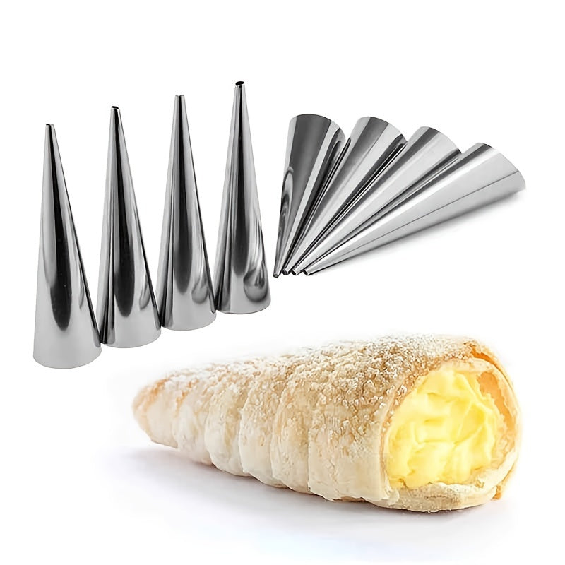 Set of 5 Stainless Steel Cream Horn Molds for Pastry Filling and Croissants