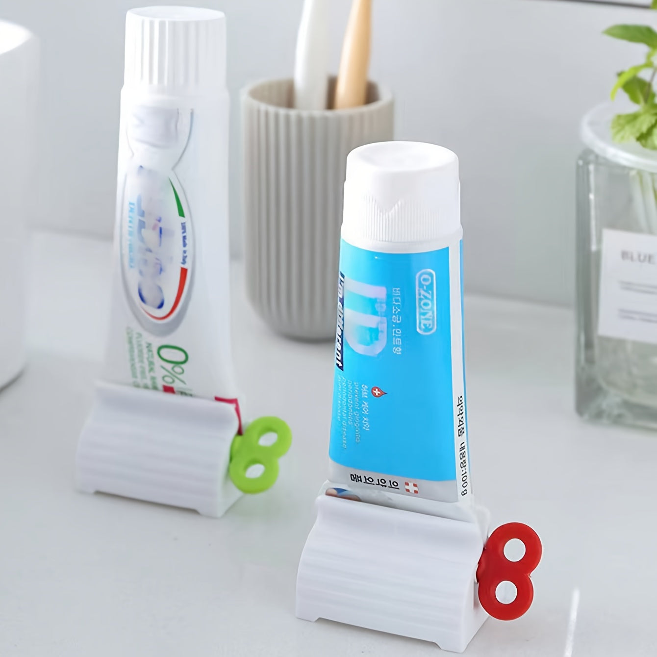 Red Toothpaste Squeezer Dispenser Automatic Bathroom Accessory