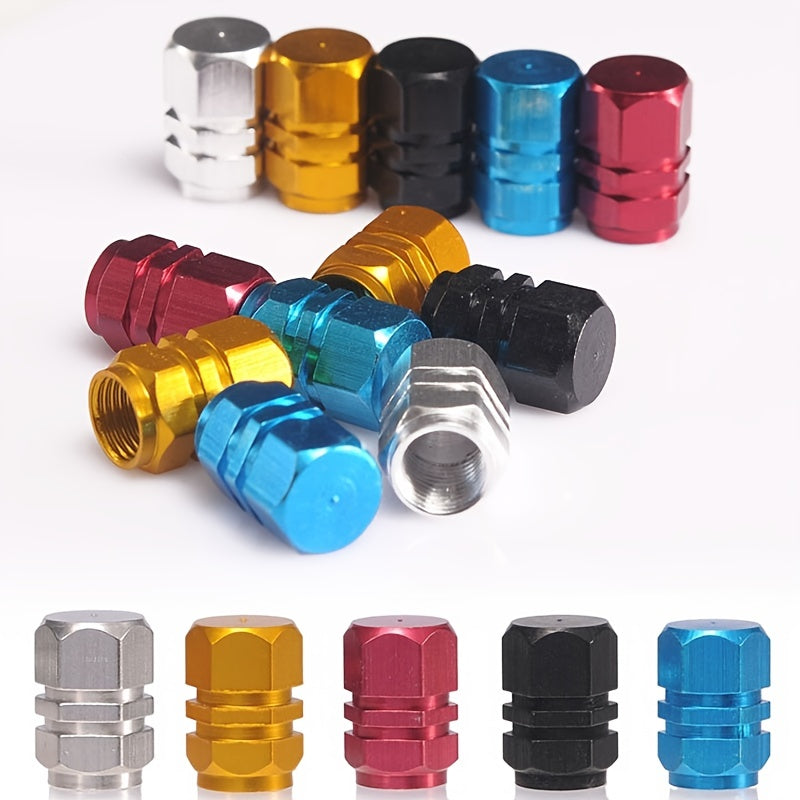 Set Of 4 Golden Aluminum Tire Valve Caps for Car Vehicle Decoration