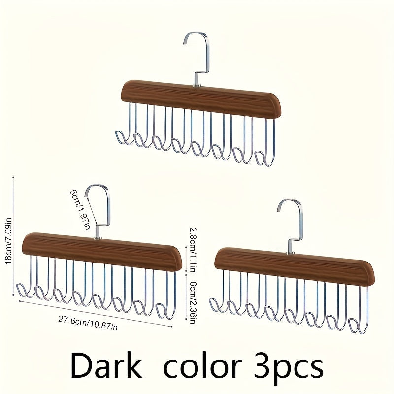 Wooden Clothes Hanger with 8 Wave Hooks for Bras and Accessories Unfinished