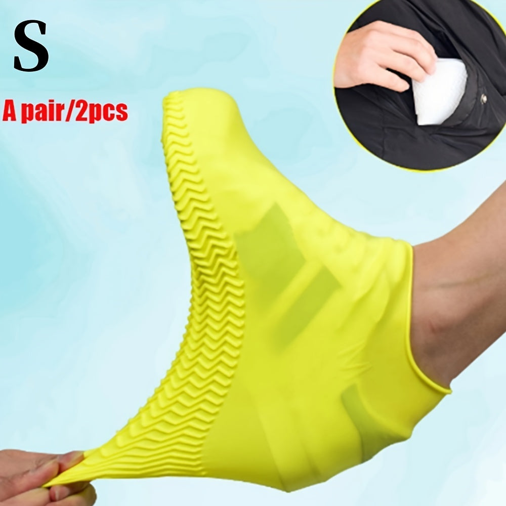 2pcs Silicone Waterproof Rain Boot Covers Non-slip Dust Shoe Protectors