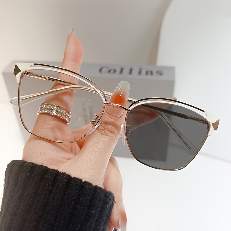 Women's Metal Frame Cat Eye Glasses with Photochromic Lenses