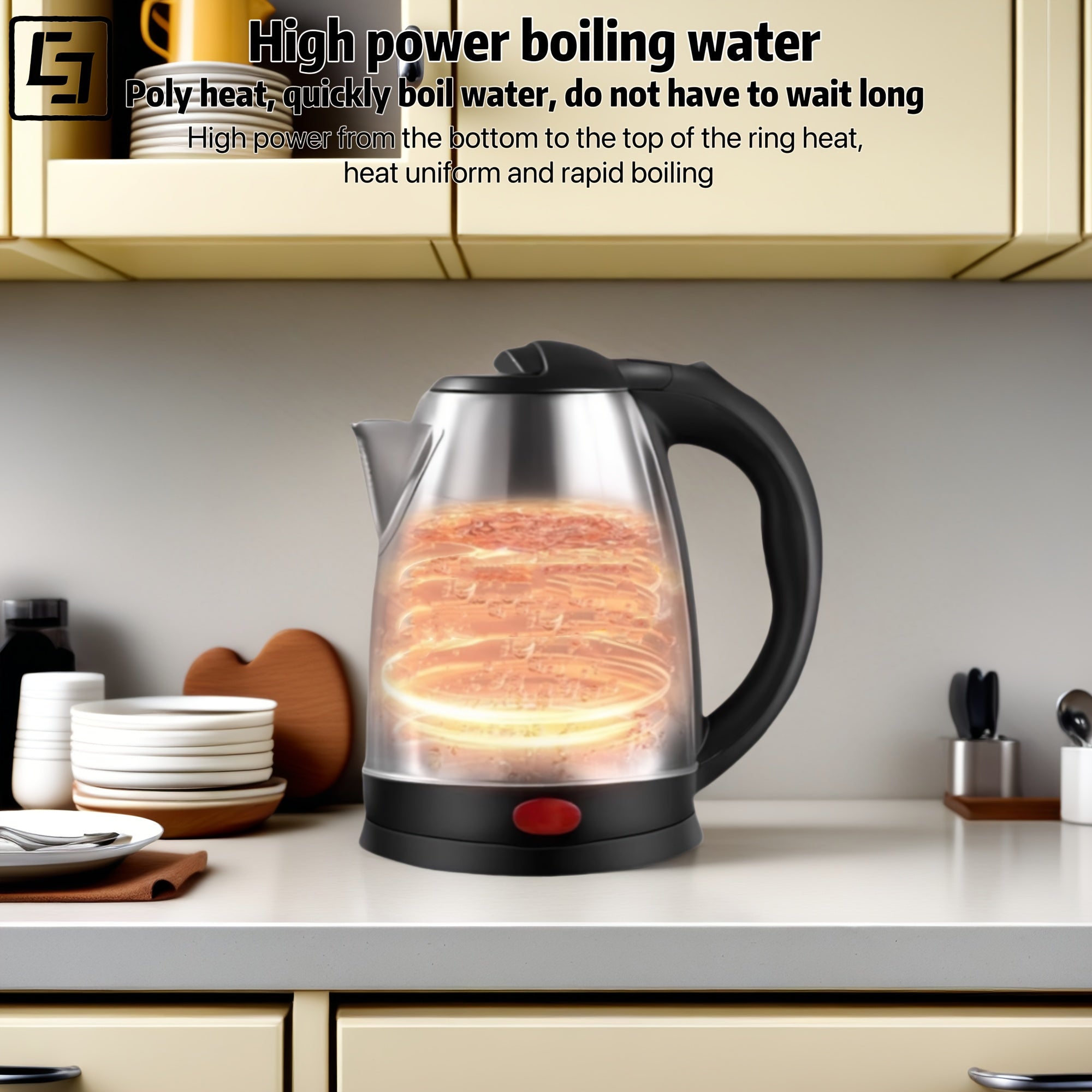 Stainless Steel Electric Kettle 1.8L Frosted Finish Tez qaynash Avtomatik o‘chirish