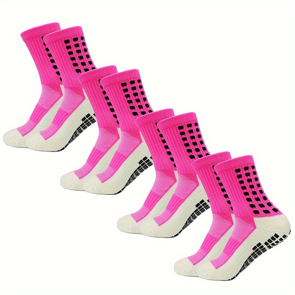 Men's Football Socks 4 Pairs Knit Polyester Terry Bottom Anti-Slip Wear-Resistant