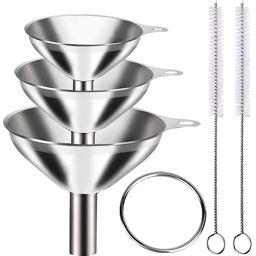 Kitchen Utensil Set with Oil Funnel, Wine Strainer, Dispenser and Hanger
