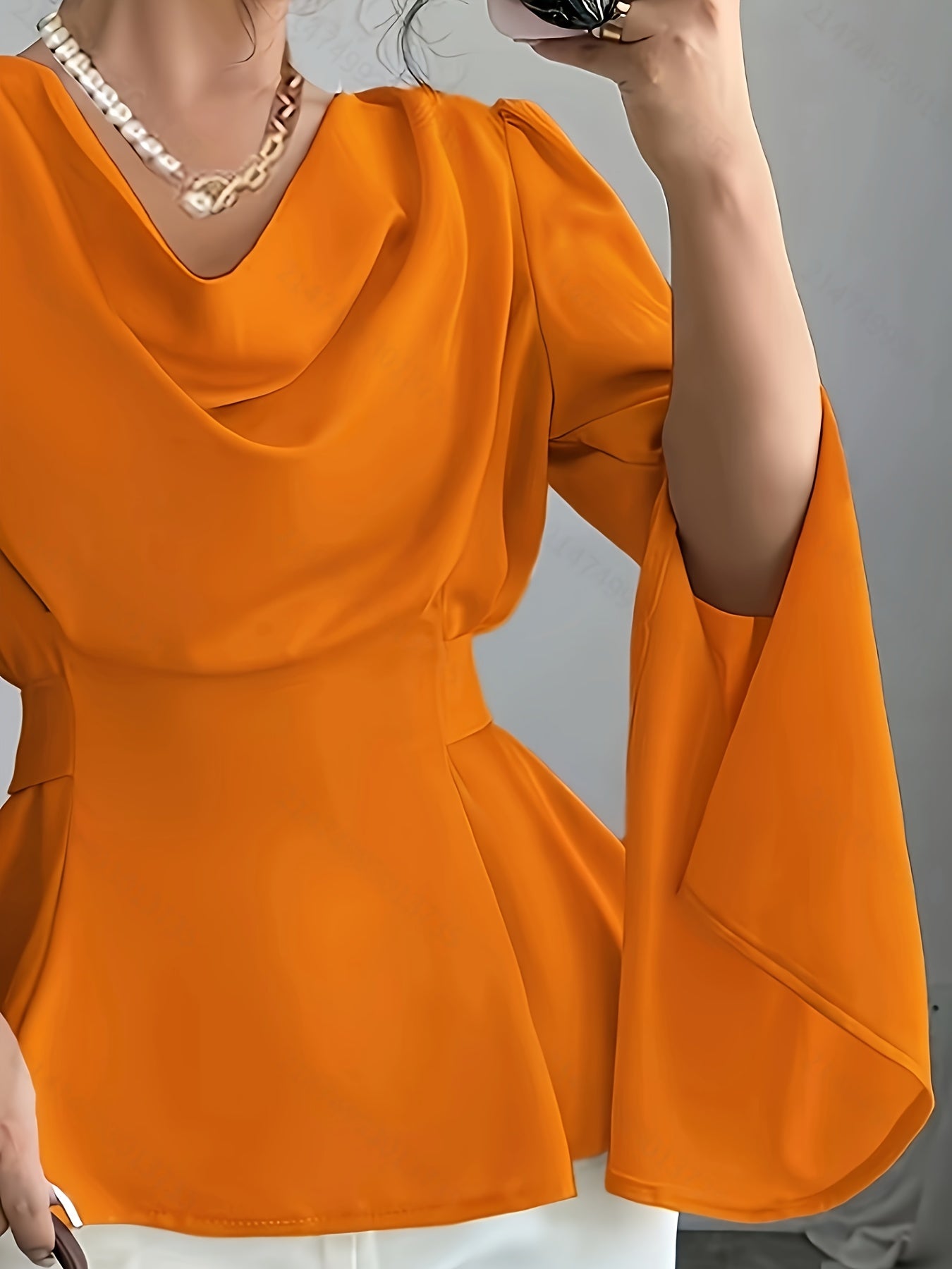 Women's Solid Color Long Sleeve Top with Lace-Up Bow-Knot Detail and Lapel Collar