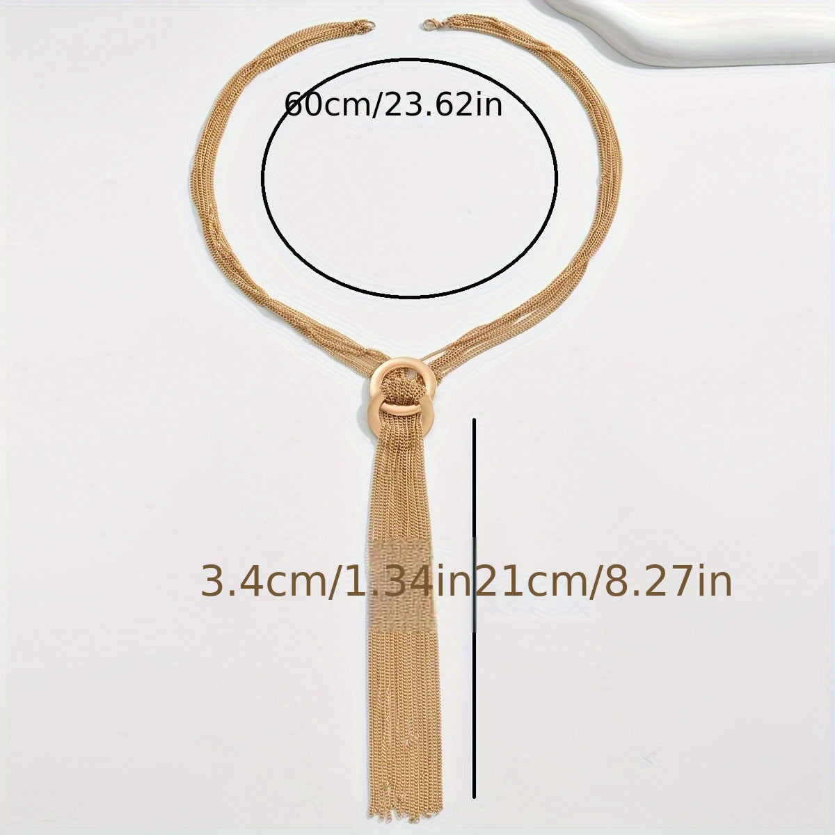 Collar de mujer de acero inoxidable con borla y brillo, ajustable, regalo para novia