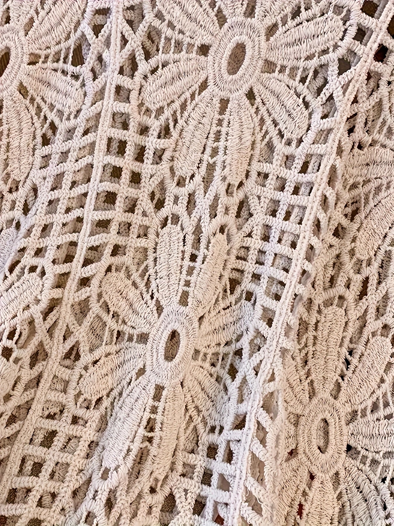 Plus Size White Off-Shoulder Crochet Top with Floral Lattice Design