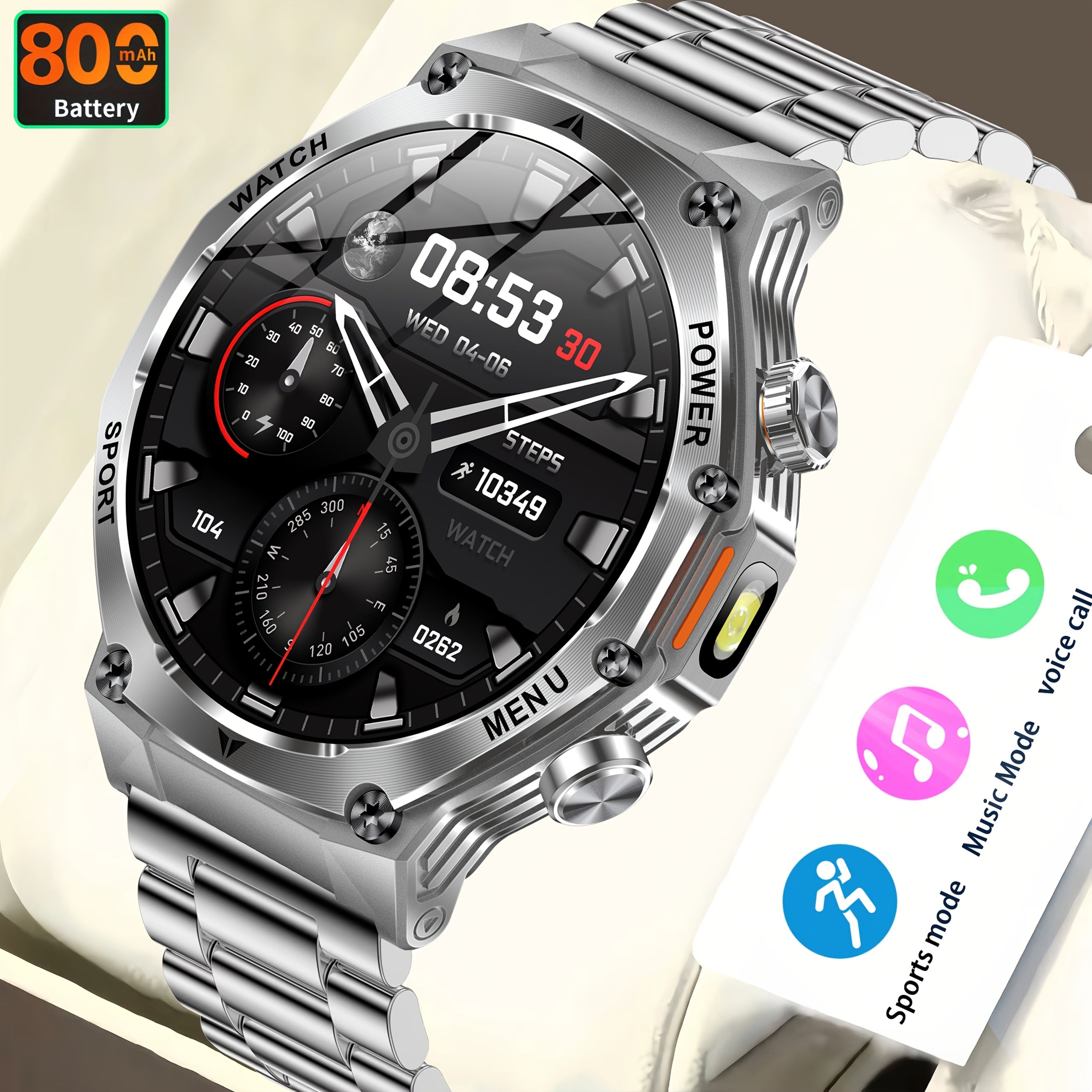 Men's Smartwatch with LED Display 4.32cm HD Screen Waterproof Fitness Tracker with Wireless Calling
