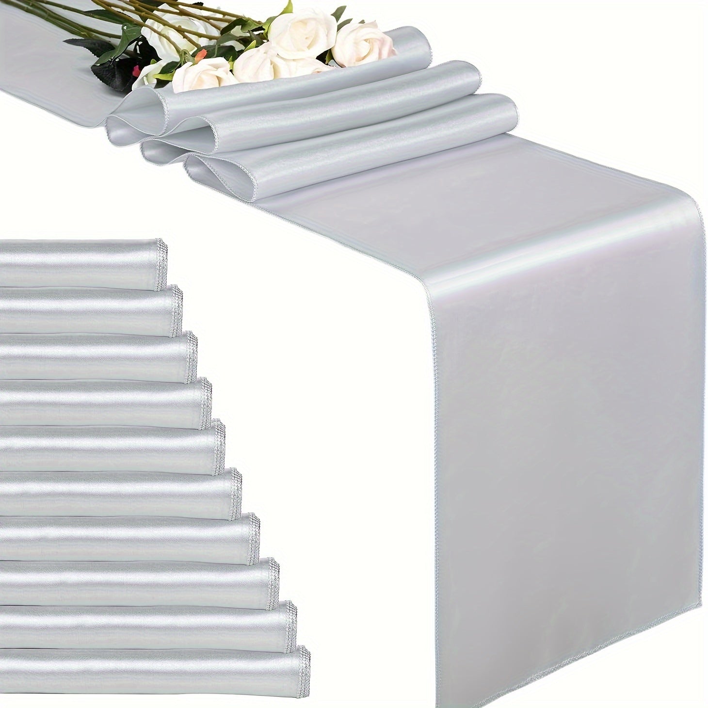 10pcs Rose Gold Satin Table Runner 29x275cm for Weddings Birthdays Banquets