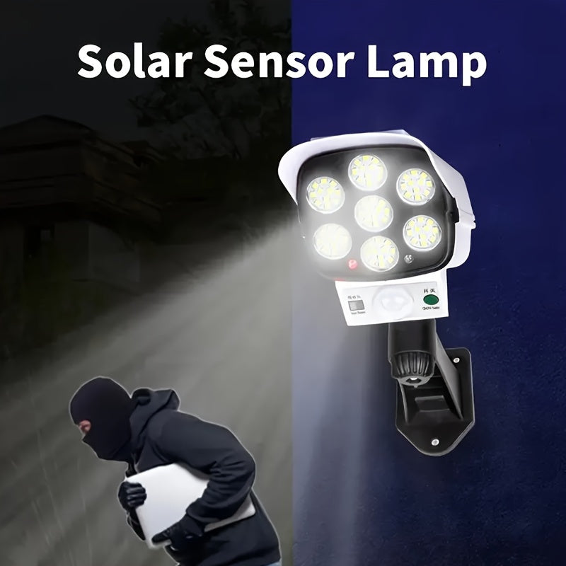 Solar Powered Outdoor Security Light with Motion Sensor and Fake Camera 77 LEDs