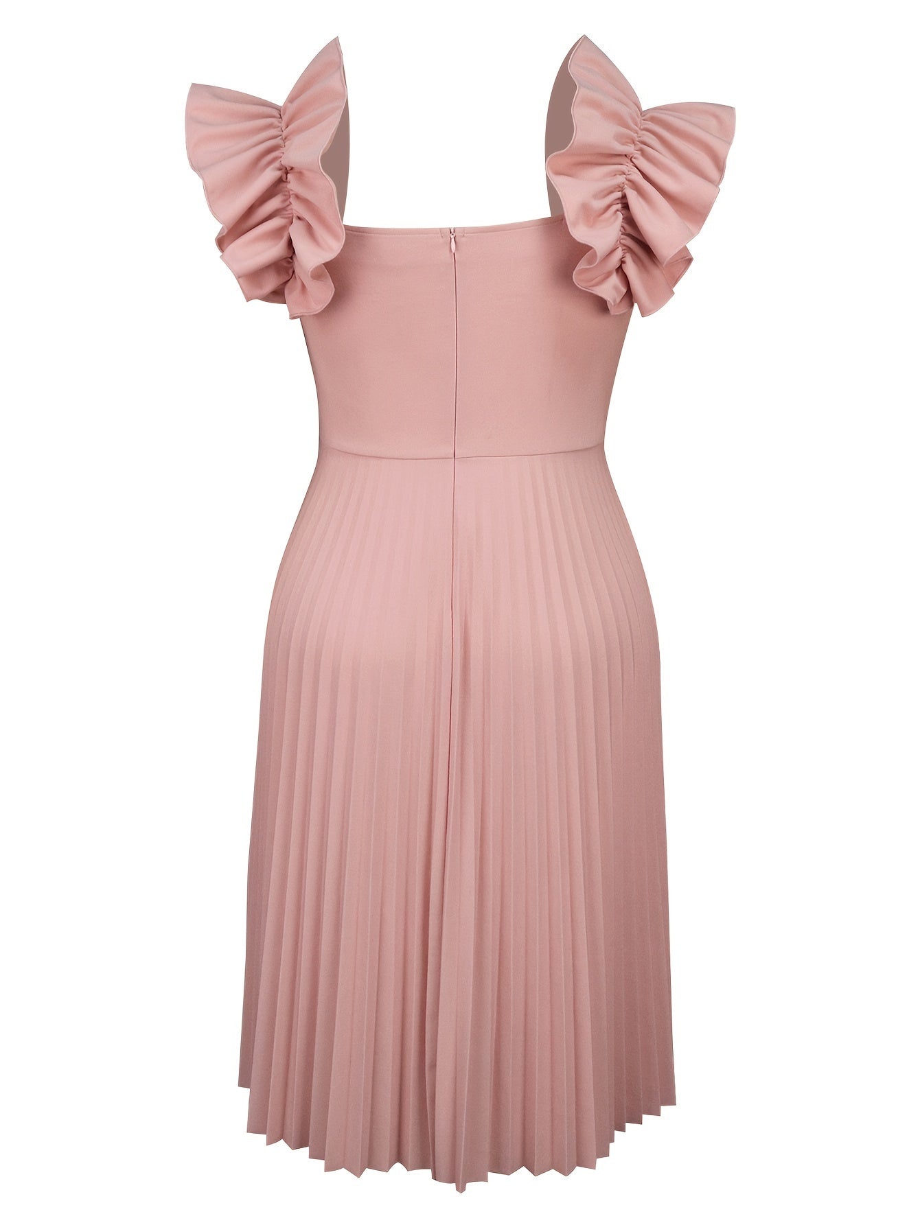 Plus Size Bridesmaid Dress Polyester Blend Sleeveless Midi Ruffle Solid Color Wedding