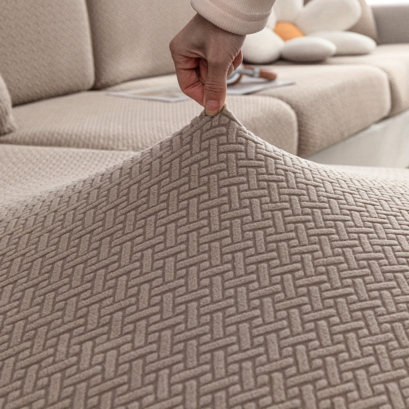 Checkered Polar Fleece Sofa Cover Universal Fit Machine Washable Multi-Purpose