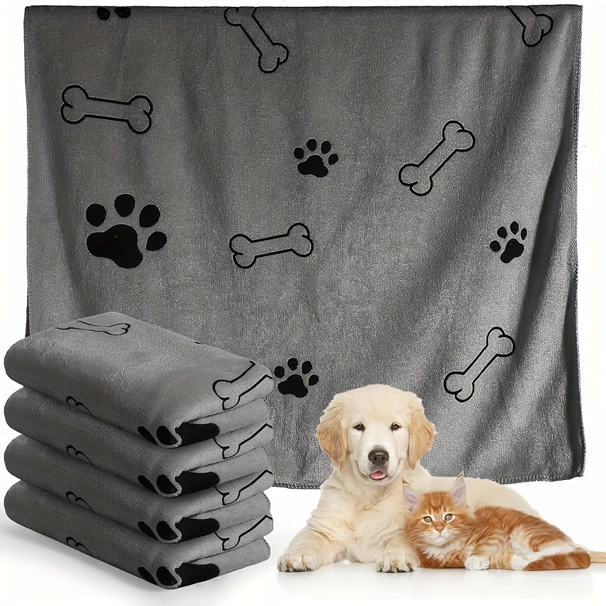 Microfiber Pet Towel for Dogs 60x100cm Super Absorbent Quick Dry Paw Print Design